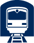 Dark Blue Train and Train Track Icon